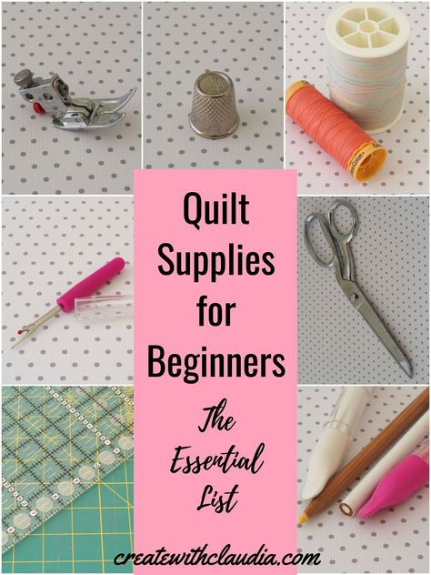 How To Quilt By Hand For Beginners, Quilting Supplies For Beginners, Easy Hand Quilting, Hand Quilting Technique, Quilt Supplies, Sewing Supplies Organization, Essential List, Making A Quilt, Beginner Quilting