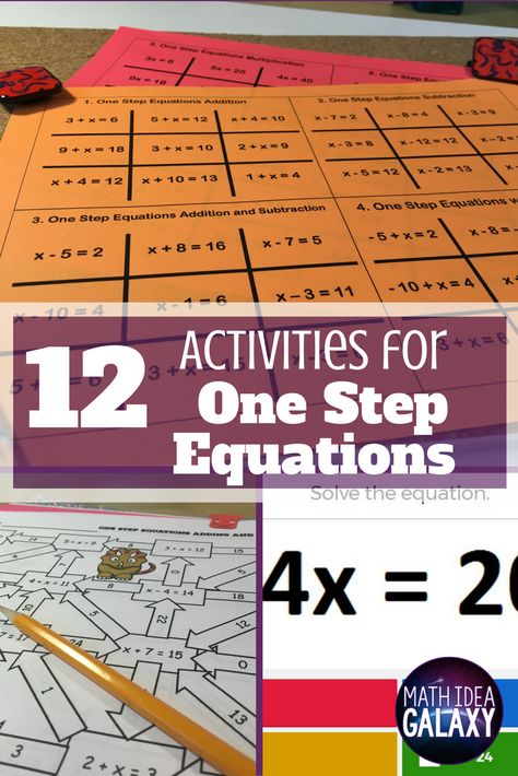 Easy to implement game and activity ideas for one step equations practice & review. Includes independent practice, perfect for math stations, and partner & small group games and activities. Small Group Games, Online Teaching Resources, Free Math Resources, Math Lab, One Step Equations, School Algebra, Algebra Activities, Middle School Math Classroom, Math Intervention