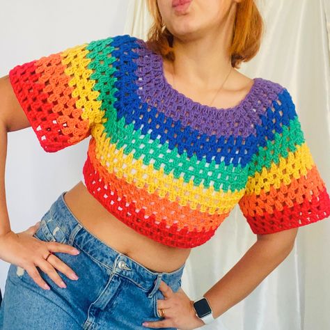 Pride Crochet, Crochet Wearables, Happy Pride Month, Happy Pride, Pride Outfit, Crochet Shirt, Lgbtq Pride, Pride Month, Crochet Techniques