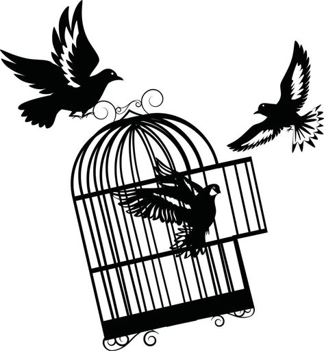 Cage for birds. free the birds in Cage. Flying bird and cage. Freedom concept. Emotion of freedom and happiness. Birds In Cage, Vector Snowflake, Flying Bird, Birds Flying, The Birds, Bird Cage, Vector Free, Royalty Free, Birds