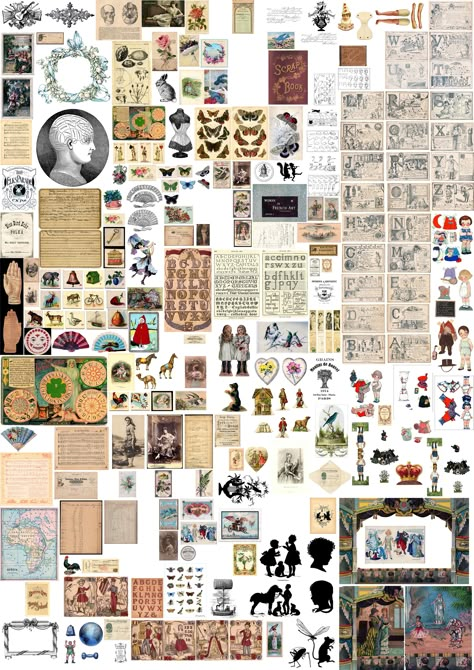 A poster of miniature printables - Print off at A3 size for Victorian/early C20th dolls house designs at scale 1:12. ... a mix of postcards, book pages, pictures, toys and boxes. Printables For Miniatures, Miniature Printables 1:12, Dollhouse Printables 1:12, Free Miniature Printables 1:12, Doll House Printables, Vintage Doll House, Mini Printables, Mini Posters, Barbie Printables