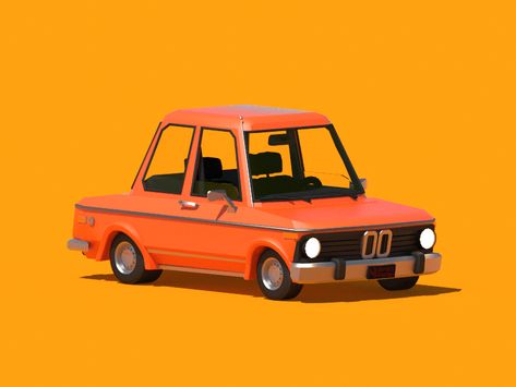 by Ajay Stylized Car, Car Town, Low Poly Car, Car Animation, Low Poly Games, Cartoon Car, Bmw 2002, Low Poly Models, Car Illustration