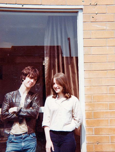 Johnny Marr with Angie, his wife, soon after they met in the late 70s Angie Marr, Andy Rourke, Mike Joyce, The Smiths Morrissey, Johnny Marr, 80s Bands, The Smiths, Funny Tattoos, Wedding Quotes