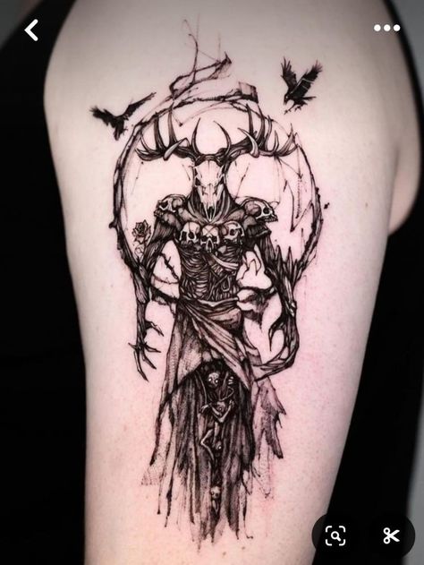 Leshy Tattoo, Witcher Tattoo, Gothic Tattoos, Wicked Tattoos, Scary Tattoos, Fantasy Tattoos, Creepy Tattoos, Gothic Tattoo, Ink Stains