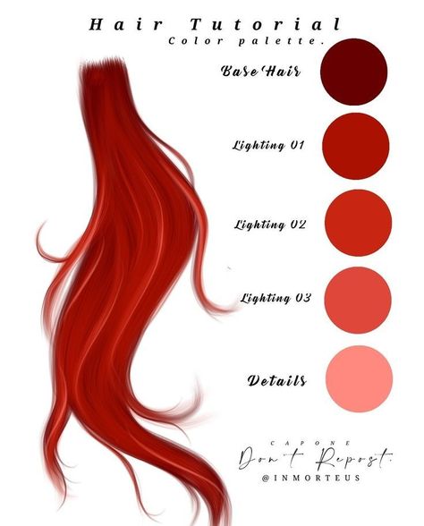 Anime Hair Color, Drawing Hair Tutorial, Comic Tutorial, Paint Brush Art, Red Colour Palette, Palette Art, Digital Art Beginner, Model Drawing, Design Posters