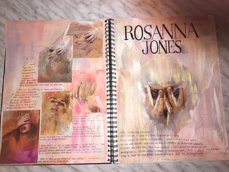 An artist page based on Rosanna Jones, a fashion photographer and mixed media maker that’s based in London. #2020GCSE #GCSE #art #visualart #generalart #rosannajones #artist #artistpage #photography #photographs #photos #paint #acrylicpaint #colours #annotation #icknieldhighschool Rosanna Jones Artist Page, Art Annotation Sketchbooks, Sketchbook Layout Ideas Gcse Art, Different Media Art Gcse, Art Gcse Coursework, Gcse Art Sketchbook Photo Page, Gcse Art Sketchbook Research Page, Ordinary Extraordinary Art Gcse, Art Annotation Gcse