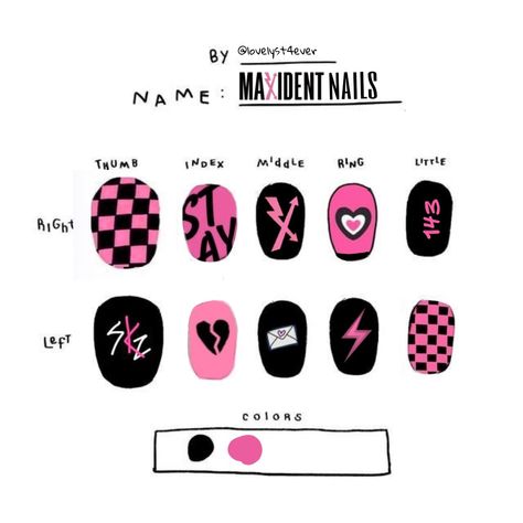 Nail Ideas Not Fake Nails, Kpop Acrylic Nails Txt, Skz Maxident Outfit Ideas, Skz Maxident Aesthetic, Cavetown Inspired Nails, K-pop Nail Ideas, Cute Kpop Nails, Straykids Nail Ideas, Skz Nail Art Ideas