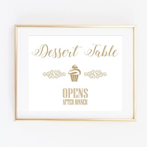 Gold Dessert Table Sign, Printable Wedding Signs, Treats Sign, Cake Sign, Wedding Reception Signage - INSTANT DOWNLOAD - WP2GW by itsyberry on Etsy https://www.etsy.com/listing/540708544/gold-dessert-table-sign-printable Dessert Table Sign Ideas, Dessert Table Closed Sign, Leavers Party, Gold Dessert Table, Wedding Reception Signage, Dessert Table Sign, Gold Dessert, Reception Signage, Merry Christmas Poster