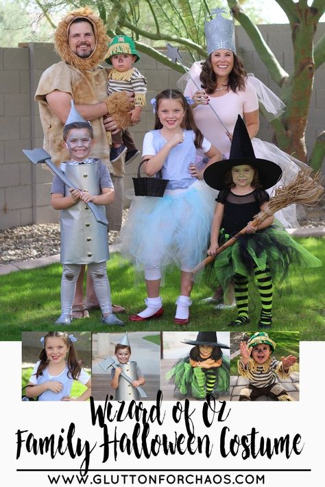 Wizard of Oz DIY Family Halloween Costume | Glutton for Chaos Wizard Of Oz Diy, Family Costumes For 3, Matching Family Halloween Costumes, Family Costumes Diy, Family Themed Halloween Costumes, Easy Halloween Costumes For Women, Family Halloween Costume, Halloween Costumes For Work, Themed Halloween Costumes