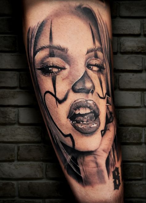 Chicano face for a client #woman #face #tattoo #girl Tattoo Of Womens Face, Split Face Tattoo, Woman Face Tattoo, Face Tattoos For Women, Girl Face Tattoo, Best Tattoos For Women, Tattoo Girl, Face Tattoos, Face Tattoo