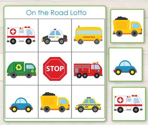 Road Printable, Lotto Games, Community Helpers, Busy Bags, Classroom Community, Second Birthday, English Class, School Bus, Toddler Crafts