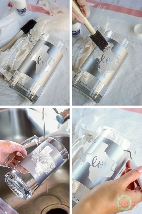 How to Etch Glass Using Stencils made with Cricut | Jordan's Easy Entertaining Little Gifts For Him, Etching Projects, Glass Etching Diy, Etching Diy, Glass Etching Projects, Jar Projects, Etching Cream, Using Stencils, Cricut Projects Beginner