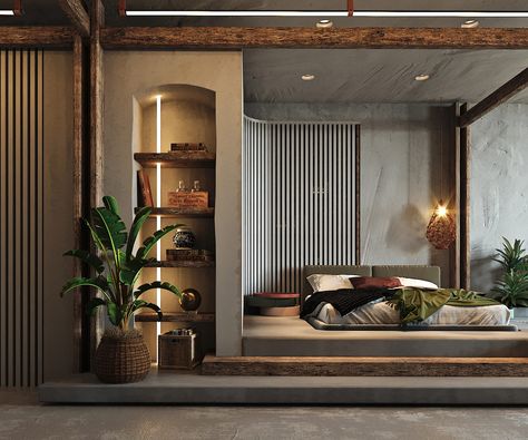 Asian Style Interiors Spliced With Sumptuous Deep Green And Teal Accents Light Fireplace, Zen Interior Design, Design Ložnic, Zen Interiors, Interior Design Per La Casa, Asian Interior, Zen Bedroom, Japanese Interior Design, Japanese Interior