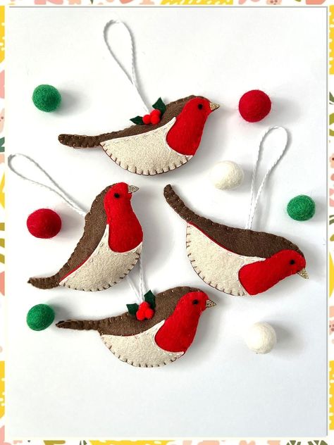 Looking to create a custom sewing Christmas gift for your family and friends? Look no further than etsy! Our wide selection of sewing Christmas gifts options will have something for everyone. Robin Decoration Christmas, Felt Robin Decoration, Robin Christmas Decoration, Felt Xmas Decorations, Sew Christmas Ornaments, Robin Decoration, Christmas Felt Decorations, Felt Robin, Felt Christmas Tree Ornaments