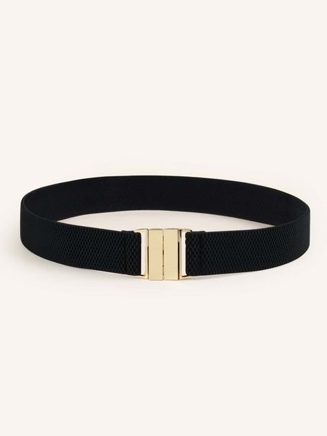 Black  Collar  Elastic  Skinny Belts Embellished   Women Accessories Black Elastic Belt, Elastic Belt, Dream Rooms, Metal Buckles, Belts, Buckle, Women Accessories, Couture, Elastic