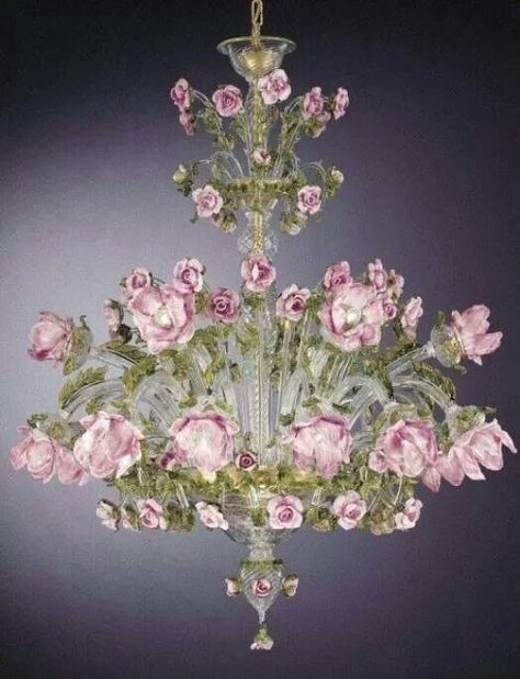 Beautiful Tiffany Vitray, Lampe Art Deco, Lustre Vintage, Flower Chandelier, Murano Chandelier, Floral Chandelier, Italian Chandelier, Italian Lighting, Antique Chandelier