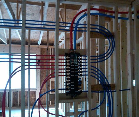 PEX pipes are flexible, durable, and cost effective, offering an alternative to copper piping. Mechanical Room Ideas, Plumbing Manifold, Pex Plumbing Manifold, Pex Plumbing Diy, Pex Tubing Projects, House Plumbing, Pex Plumbing, Mechanical Room, Pex Pipe