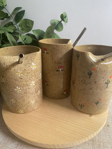 Made to Order, handmade, pottery Tumbler with metal straw included Perfect for ice drinks!  Dishwasher and microwave safe- please remove metal straw to microwave cup only and wash separate from cup in dishwasher or by hand *each order is made by hand and unique in its own way! I will match design and color of cup to the best of my ability, however this is a made to order cup and may not look exactly like photo and that is okay because it is made with heart and care just for you! :) Ceramic Travel Tumbler, Pottery Tumbler, Mushroom Tumbler, Cactus Tumbler, Daisy Tumbler, Cup Pottery, Match Design, Ceramic Tumbler, Printed Cups