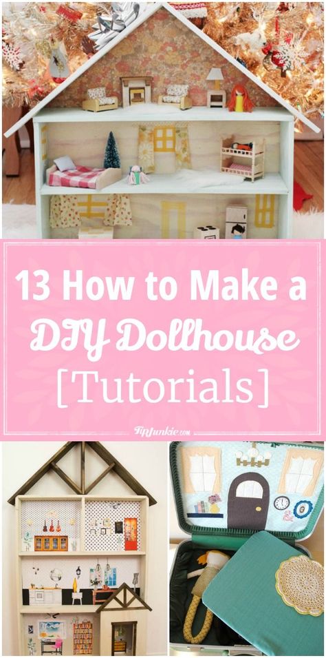 13 How to Make a DIY Dollhouse [Tutorials] via @tipjunkie How To Make Dollhouse, How To Make A Dollhouse, Fairy Activities, Homemade Dollhouse, Ikea Dollhouse, Cardboard Dollhouse, Grandchildren Gifts, Homemade Furniture, Dollhouse Tutorials