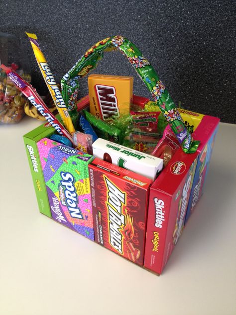 Candy Easter basket Candy Easter Basket Diy, Tackle Box Candy Gift, Candy Mother’s Day Gifts, Candy Box Easter Basket, Tackle Box Easter Basket, Box Candy Easter Basket, Candy Easter Basket, Valentine's Day Gift Baskets, Christmas Gift Baskets