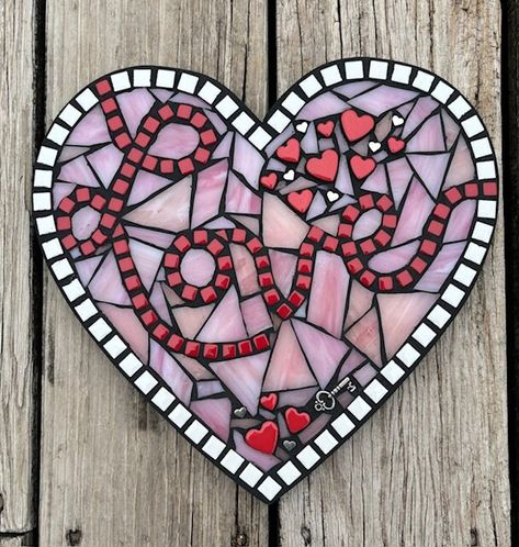 Mosaic Heart, Wall Hanging Heart, Stained Glass Heart, Mixed Media Heart, One of Kind, Love Heart, Key to my Heart, Valentine's Day Heart Mosaic Ideas, Stained Glass Background, Pink Stained Glass, Heart Mixed Media, Heart Mosaic, Ceramic Hearts, Mosaic Hearts, Stained Glass Heart, Hymn Music