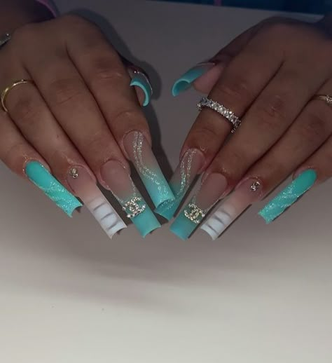 Turquoise Acrylic Nails, Teal Acrylic Nails, Turquoise Nail Designs, Tiffany Blue Nails, Occasion Nails, Aqua Nails, Teal Nails, Turquoise Nails, Pedicure Manicure