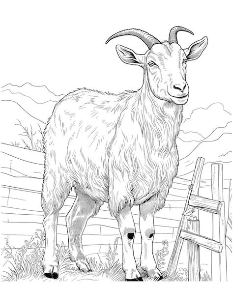 Goat coloring pages for kids | Premium Vector #Freepik #vector #ruminant #ovis #colouring-book #coloring-page Goat Coloring Pages, Colouring Book, Coloring Book Pages, Pyrography, Book Pages, Coloring Pages For Kids, Premium Vector, Goats, Graphic Resources