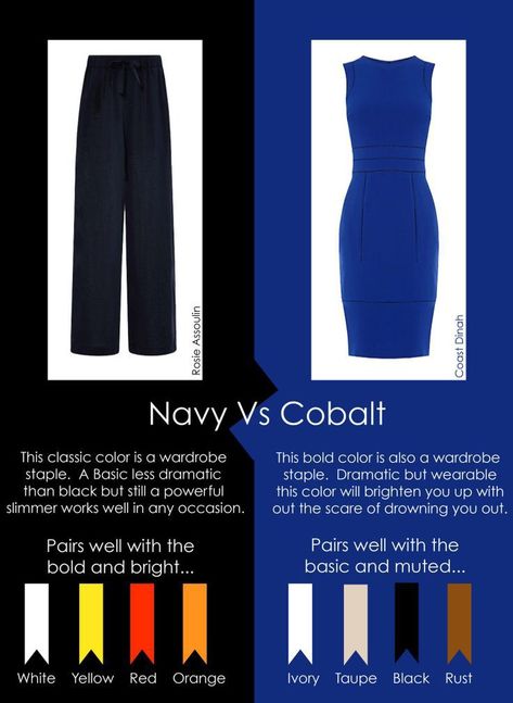 Royal Blue Capsule Wardrobe, Navy Blue Clothes Color Combos, Capsule Wardrobe Navy Blue Color Combos, Navy Blue Color Combinations Outfits, Navy Blue Capsule Wardrobe, Navy Color Combinations, Deep Winter Colors, Color Lessons, Winter Palette