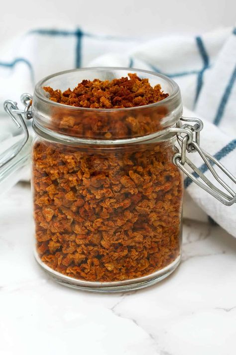 Chili Paste Recipe, Tvp Recipes, Vegan Bbq Sauce, Lentil Chips, Vegan Shopping List, Vegan Bacon Bits, Potatoes Salad, Vegan Turkey, Vegan Grocery List