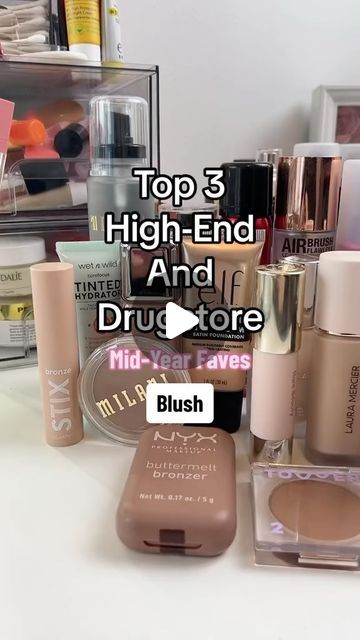 Jessica | Makeup, Skincare & Life on Instagram: "Top 3 - High-End and Drugstore Mid-Year Faves - BLUSH @hauslabs @maccosmeticscanada @rarebeauty @elfcosmetics @nyxcosmetics_canada @wetnwildbeauty #blush #blushlover #makeupilove" Laura Mercier Bronzer, Best Drugstore Blush, Drugstore Bronzer, Drugstore Blush, Drugstore Lips, Ole Henriksen, Laura Mercier, Nyx Cosmetics, Makeup Skincare