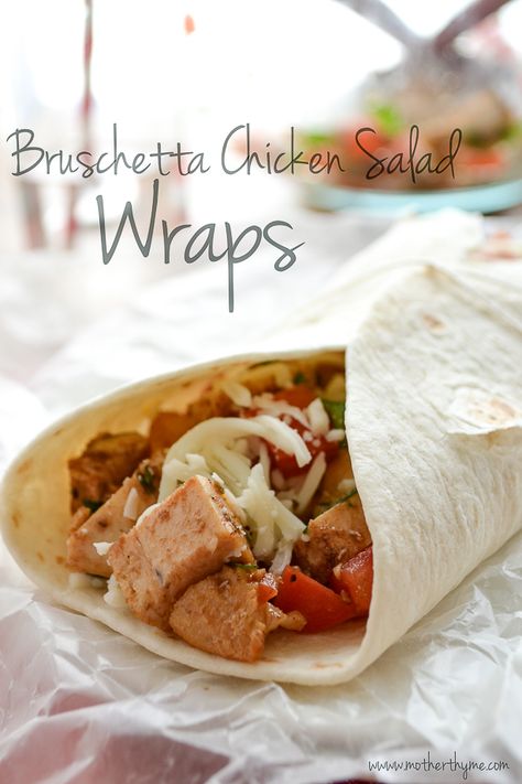 Bruschetta Chicken Salad Wraps | www.motherthyme.com Hearty Sandwiches, Ciabatta Rolls, Mother Thyme, Food Sandwiches, Chicken Salad Wrap, Sandwich Wraps, Bruschetta Chicken, Chicken Wrap, Salad Wraps