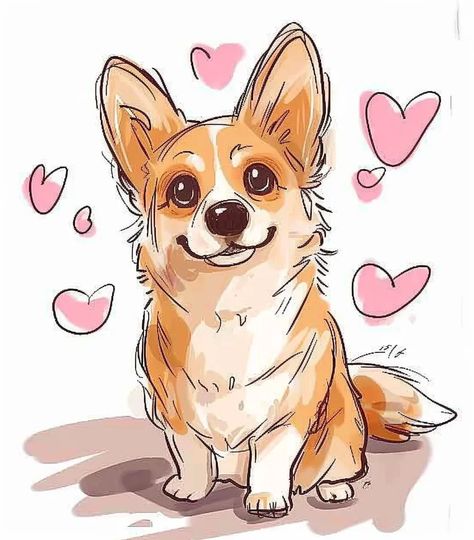 Midjourney AI Image: https://s.mj → more in ai-img-gen.com Simple Anime Style, Corgi Doodle, Doodle Simple, Cartoon Dog Drawing, Cool Cartoon Drawings, Dog Drawing Simple, Corgi Drawing, Corgi Art, Simple Anime