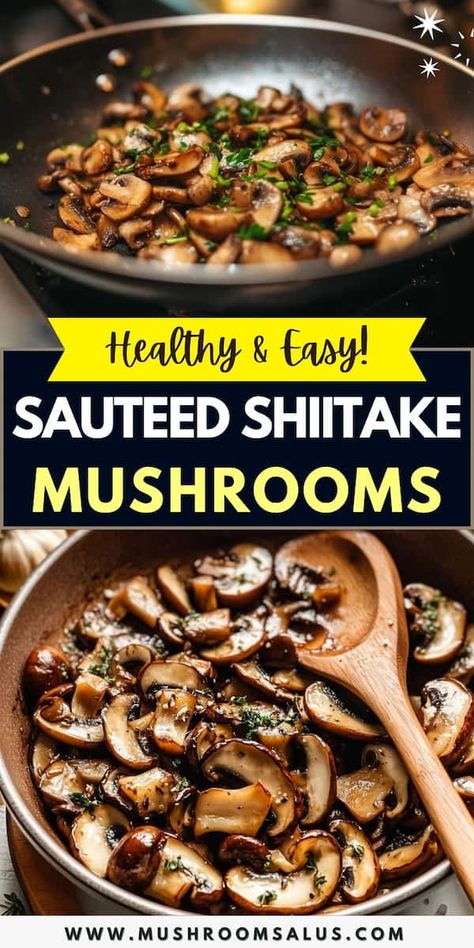 Looking for a quick and easy way to elevate your meals? Try these Healthy & Easy Sautéed Shiitake Mushrooms! This versatile side dish or appetizer is packed with flavor, featuring perfectly marinated mushrooms, sautéed to perfection. In case you're a fan of shiitake mushroom recipes or simply love trying new mushroom recipes, this dish is a must-try. It's not only delicious but also healthy, making it a great addition to any meal. Serve these as a savory side dish or enjoy them on their own as a Shiitake Mushroom Recipes, Best Mushrooms, Shiitake Mushrooms Recipes, Mushroom Side Dishes, Mushroom Recipes Healthy, Garlic Health Benefits, Easy Main Dishes, Marinated Mushrooms, Healthy Side Dish