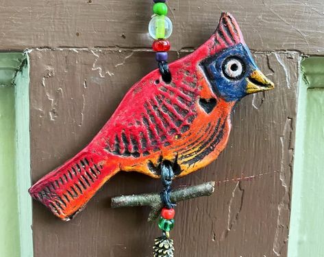 imadethisbycandace - Etsy Clay Cardinal, Polymer Clay Birds, Pottery Ornaments, Clay Birds, Clay Bird, Cardinal Ornaments, Bird Christmas Ornaments, Elephant Planters, Pottery Animals