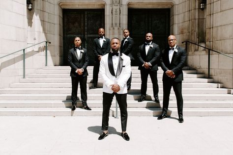 Follow us @ SIGNATURE BRIDE on Instagram and Twitter and on Facebook @ SIGNATURE BRIDE MAGAZINE. Check out our website @ signaturebride.net Groomsmen Photography, Groom Photoshoot, Groom Tuxedo, Black And White Wedding Theme, Groomsmen Photos, Wedding Photo Gallery, White Wedding Theme, Tuxedo Wedding, Brown Wedding