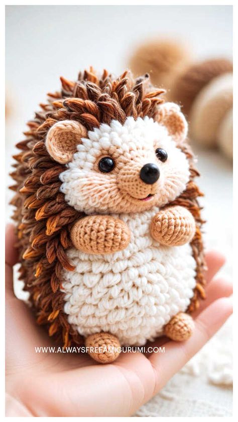 Amigurumi Hedgehog Crochet Free Pattern Mini Hedgehog Crochet Pattern, Cardboard Box Crafts Decor, Hedgehog Crochet Pattern Free, Amigurumi Hedgehog, Hedgehog Crochet, Hedgehog Craft, Crochet Hedgehog, Mini Amigurumi, Crochet Lion