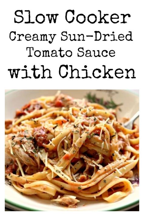 Slow Cooker Chicken and Creamy Sun-Dried Tomato Sauce–tender bites of chicken with a bold and rich basil, parmesan and sun-dried tomato sauce. #slowcooker #crockpot Kitchen Boards, Sun Dried Tomato Sauce, Cooking Chicken, Instant Recipes, Insta Pot, Crock Pot Slow Cooker, Instapot Recipes, Instant Pot Pressure Cooker, Crock Pot Cooking