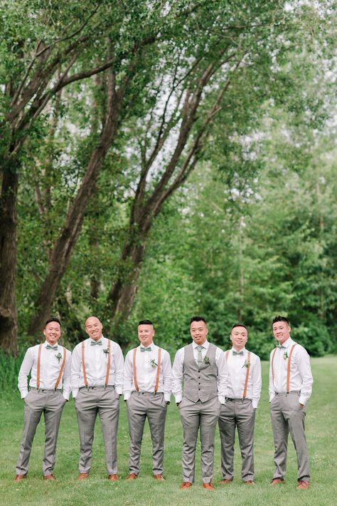 Kristyn Harder Photography Sage And White Wedding Groomsmen, Grooms Men Attire Sage Green, Sage Green Best Man, Suspenders And Bow Tie Wedding, Sage And Dusty Rose Groomsmen Attire, Dusty Rose And Sage Green Groomsmen, Men Sage Green Wedding, Sage And Blush Groomsmen Attire, Groomsmen Outfits Sage Green