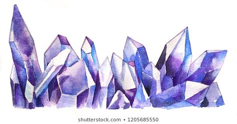 Crystals Art Drawing, Crystal Illustration, Crystals Art, Crystal Tattoo, Crystal Drawing, Mineral Jewelry, Rock Jewelry, Art Instructions, Crystal Art