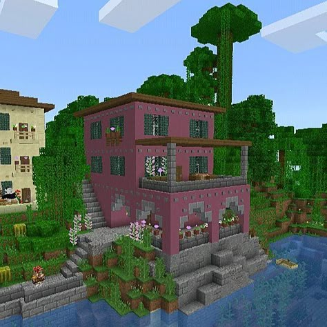 MinecraftGranny on Instagram: “My daily jungle post a house inspired after vacation trip in Liguria Italy.  #minecraft  #minecraftserver  #minecraftdaily  #minecraftbuild…” Italy Minecraft, Minecraft M, Minecraft Building Guide, Mine Minecraft, Minecraft Interior Design, Easy Minecraft Houses, Minecraft Bedroom, Minecraft Castle, Cool Minecraft Houses