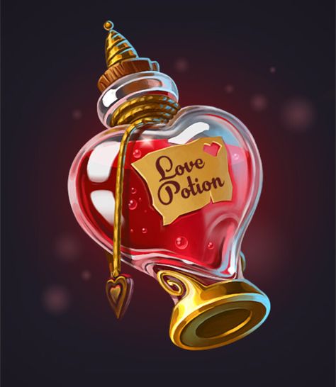 Magic Potion Bottles Drawing, Potions Art, Potion Art, Heart Shaped Bottle, Drawing Magic, Magical Objects, Healing Potion, Magic Potions, Bottle Drawing