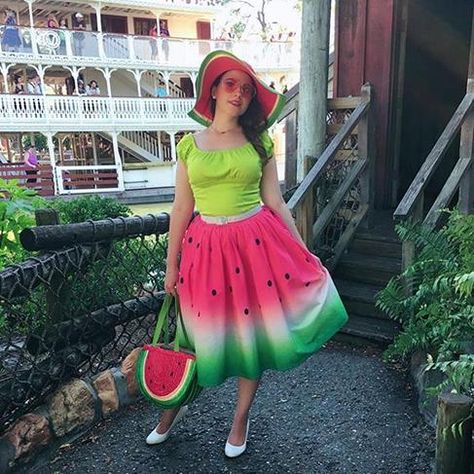 Watermelon Skirt, Hat & Purse by Unique Vintage Watermelon Skirt, Dapper Day, Kate Middleton, Tie Dye Skirt, Summer Time, Unique Vintage, Spring Fashion, Tulle Skirt, Watermelon