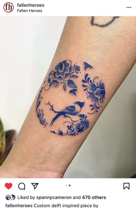 Porcelain Sleeve Tattoo, All Blue Tattoo Sleeve, Fine China Tattoo Design, Blue China Patterns Tattoo, Blue Willow Tattoo, Chinese Porcelain Tattoo, Chinoiserie Tattoo, Blue And White Tattoo, Danish Tattoo Ideas