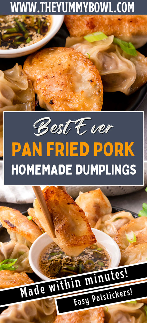 Savor these flavorful pan-fried pork dumplings filled with napa cabbage! This easy recipe makes a perfect appetizer or main dish. #PorkDumplings #NapaCabbage #DumplingRecipe #PanFried #AsianCuisine Dumplings Recipe Fried, Pork Fried Dumplings Recipe, Homemade Pork Dumplings Recipe, Ground Pork Dumplings, Easy Pork Dumplings Recipe, Pork Dumpling Filling Recipe, Pork Dumpling Filling, Fried Dumplings Recipe, Fry Dumpling Recipe