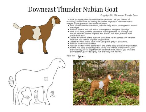 Gregarious Nubian Goat | Downeast Thunder Farm Goat Quilt Pattern, Goat Sewing Patterns, Felt Goat Pattern, Goat Plushie Pattern, Goat Stuffed Animal Pattern, Goat Blanket Diy, Felt Goat, Toy Template, Goat Pattern