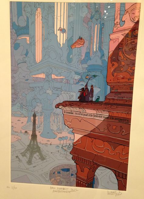 Moebius, Paris, sérigraphie, 2008 (1484×2048) Mobius Art, Jean Giraud Moebius, Jean “moebius” Giraud, Moebius Art, Bd Art, Jean Giraud, Bd Comics, Silver Surfer, Arte Inspo