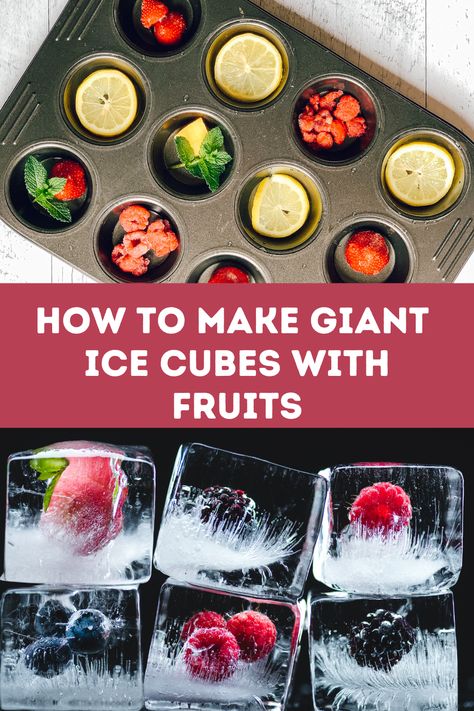 Making jumbo ice cubes with fruits or herbs is easy, with these 4 simple steps. They can be added to your cocktails, water or sangria pitchers, etc. Ice Cube Ideas For Drinks, Americano Recipe, Wine Ice Cubes, Sangria Pitcher, Fruit Ice Cubes, Negroni Recipe, Cider Sangria, Brunch Desserts, Culinary Techniques