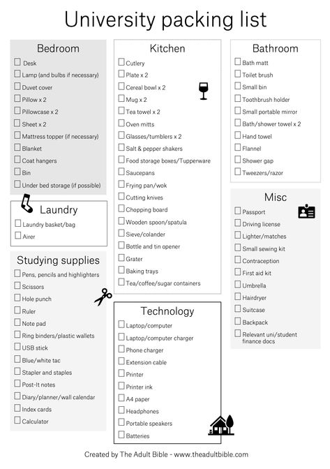 Shopping List For University, College Supplies Checklist, Prep For University, Uni Clothes Checklist, Items For University, University Move In Checklist, University Needs List, Stfx University Dorm Room, University List Packing