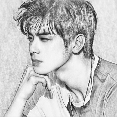 Drawing Cha Eun Woo, Cha Eun Woo Art Drawing, Cha Eun Woo Sketch Drawing, Eunwoo Sketch, Cha Eunwoo Drawing, Cha Eun Woo Sketch, Cha Eun Woo Drawing, Cha Eunwoo Fanart, Boy Sketch