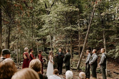 Woodsy Adventure Wedding at Canyon Falls, Michigan Michigan Airbnb, Wedding Ceremony Arbor, Airbnb Elopement, Wenatchee Washington, Fall In Michigan, Michigan Elopement, Traverse City Wedding, Wedding In The Mountains, Upper Peninsula Michigan